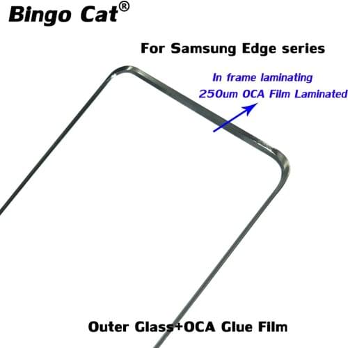 5pcs Front Glass Lens With 250um OCA Glue Film For Samsung Galaxy S20 S9 S8 S10 Plus S21Ultra Note20 Ultra Fit In Frame Laminate