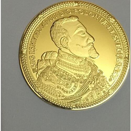 50 pcs Non magnetic The Napolon Polonie Prvss hero badge 24K real gold plated 40mm collectible souvenir home decoration coin