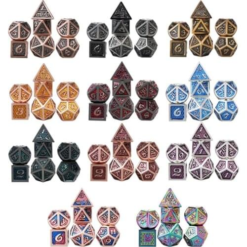7pcs/set Metal Dice Set RPG MTG DND Metal Polyhedral Dice Role Playing Games