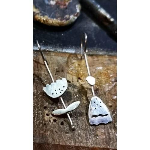 925 STERLING SILVER HAND İŞLEMESİ LADY TULIP EARRINGS