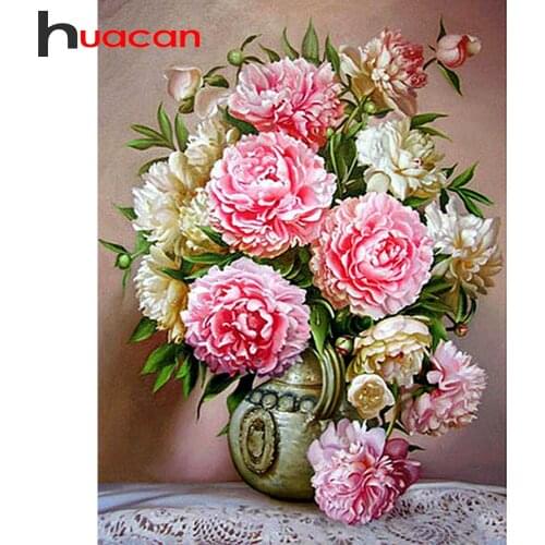 Huacan Diamond Mosaic Peony 2019 Full 5d Diamond Painting Accessories Flower Square/Round Picture Of Rhinestones Diamond Art