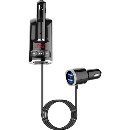 BC46 Car FM Transmitter 5.0 Bluetooth Handsfree Car Kit MP3 Audio Output Dual USB Quick Charger with Headset Universal