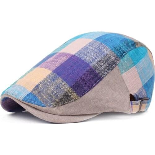 Sombrero Hombre Berets Men Women Vintage Plaid Newsboy Ivy Flat Cap Unisex Artist Painter Hat Retro Adjustable Gastby Beret Cap