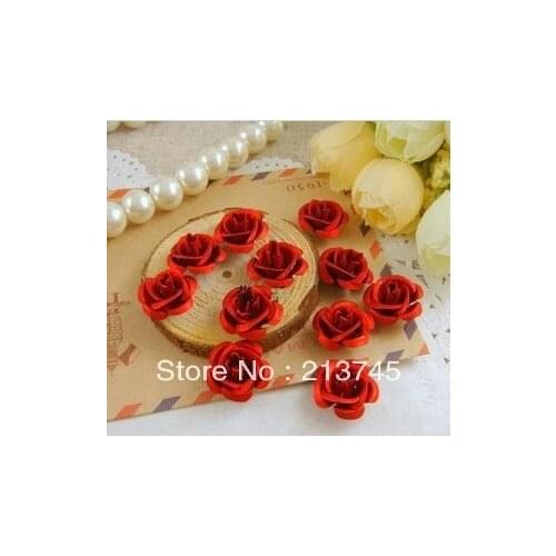 Freeshipping 15mm red Mental The roses Beads Cap Jewelry findings Manual metal flower Charm accessories