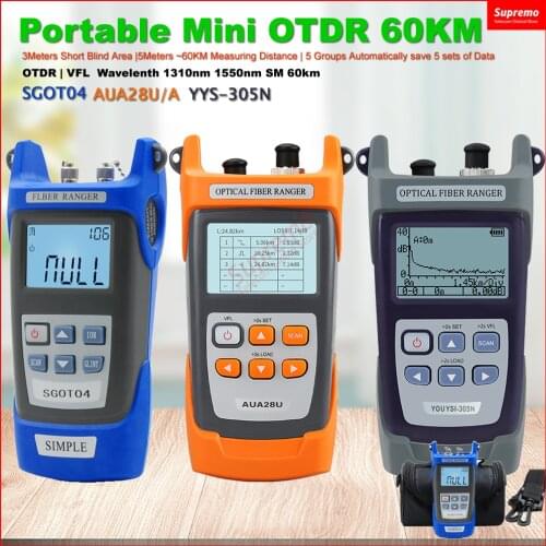 Free Shipping COMPTYCO Mini 60KM Fiber Optic OTDR Optical Fiber Reflectometer Built In VFL With FC SC Touch