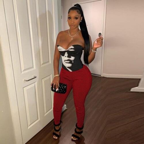 TNNAOFF Sexy Plaid Zip Bodycon Sweatpants for Women Fashion Elastic High Waist Pencil Pants Streetwear Club Overalls Trousers