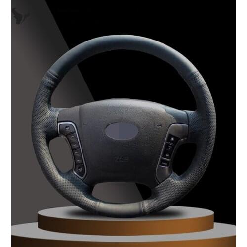 Black Artificial Leather Steering Wheel Cover for hyundai santa fe 2006 2007 2008 2009 2010 2011 2012