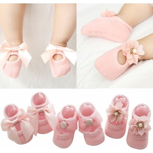 2021 New Arrival 3 Pairs Floral Lace Socks Kids Newborn Baby Girl Cute Socks Anti-Slip Toddler Sock Calcetines Recien Nacido