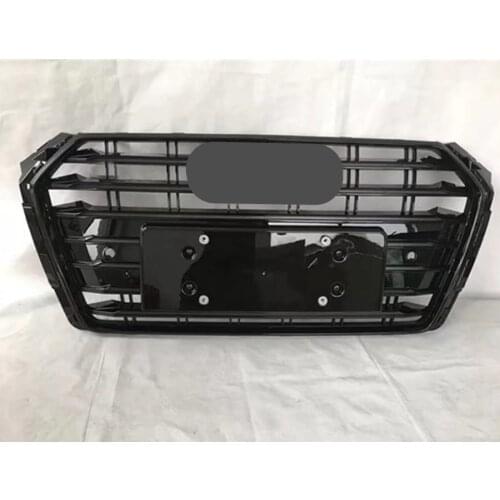 For S4 Style Front Sport Hex Mesh Honeycomb Hood Grill Gloss Black for Audi A4/S4 B9 2017-2019