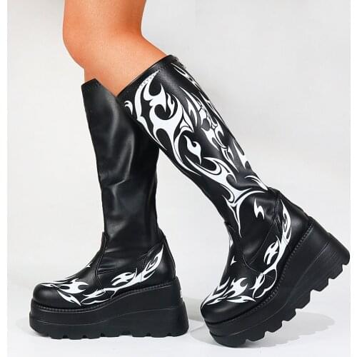 DORATASIA INS Brand Ladies Platform Autumn Womens Boots Wegdes Thick Bottom Luxury Mid Calf Boots Zipper Trendy Women Shoes