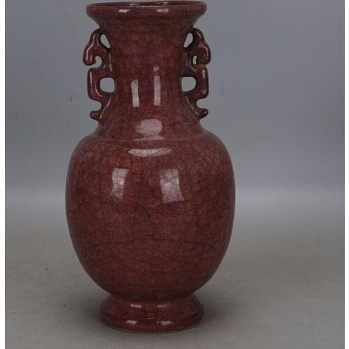 Antique SongDynasty porcelain vase,red ice crack glaze, bottleHand Painted Decoration /Collection/ crafts,Free shipping