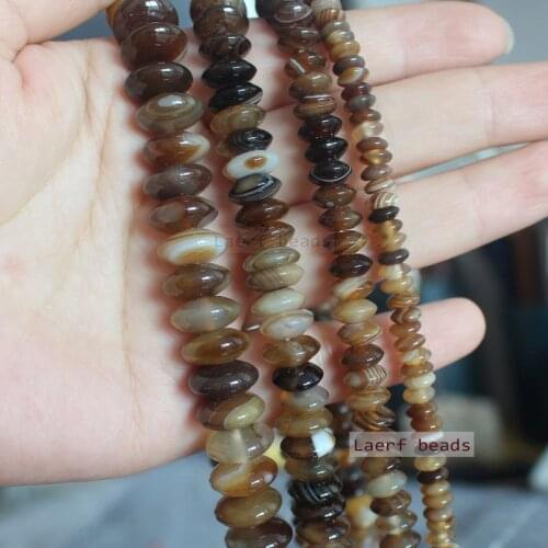 Coffe Stripe Agates Rondelle Shape 3x6-6x12mm Loose Beads ,For DIY Jewelry Making