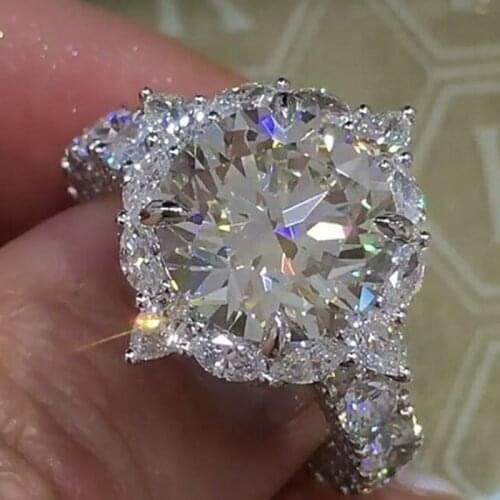 Luxury Womens White Zircon Full Crystal Rings For Women Engagement Ring Wedding Band Jewelry Size 5-12