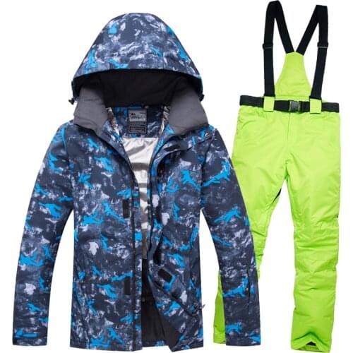 2020 Ski Suits for Men Hoodie Warm Jackets Overalls Male Skiing Sets Waterproof Snowboarding Sport Snow Clothes Outdoor Clothing