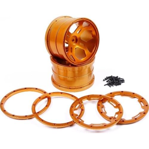 CNC Metal Wheels Hub With Alloy Beadlocks ring Set For 1/5 FG Rovan BM RC Car parts
