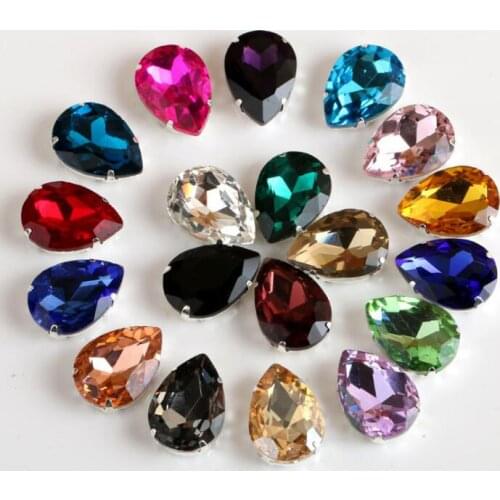 MHS.SUN 20*30mm Sew On Rhinestone With Sliver Claw Sew On Rhinestone Glass Stone For Wedding Dress Decoration 20PCS Wholesale