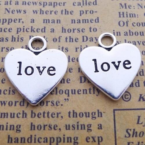 RAINXTAR Fashion Love Stamped Alloy Heart Charms 16*18mm 20pcs AAC188