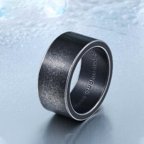 Nordic Ancient Black Simple Stainless Steel Mens Ring Punk Fashion Retro Ring Jewelry Gift Wholesale Size 6-13