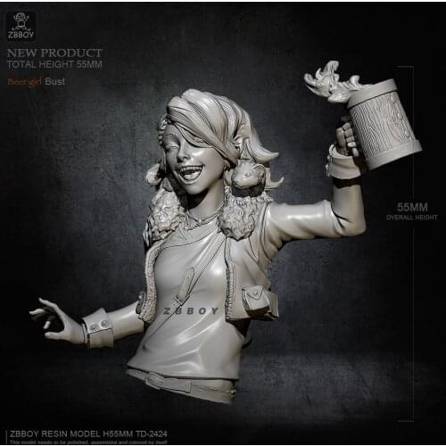 55MM Resin bust Girl model kits self-assembled TD-2424