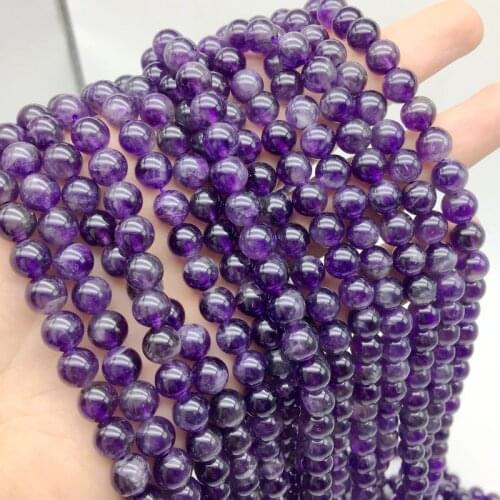 Natural Amethysts Stone Bead Strand Loose Spacer Round 4 MM 6 MM 8 MM 10 MM 12 MM For DIY Bracelets Necklaces Woman Jewelry