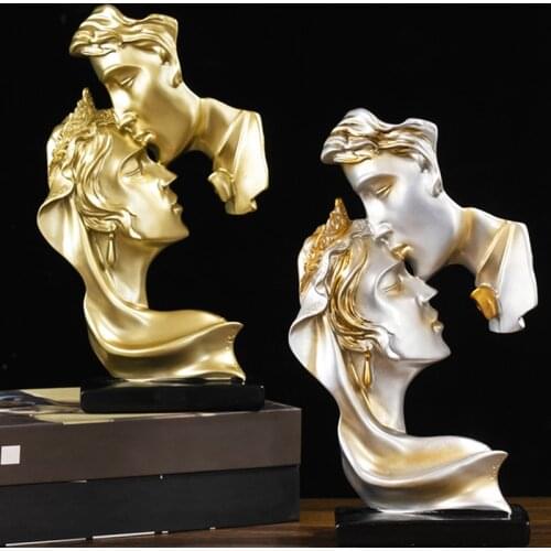 New modern abstract sculpture art kiss couple statue home decor ornaments Resin Wine cabinet desktop decor crafts wedding gift