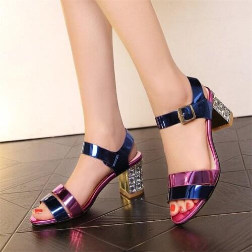 2021 New Gladiator Women Genuine Leather Sandals Crystal High Heels Mix-color Fashion Shoes Woman Female Wedding Party Sandal