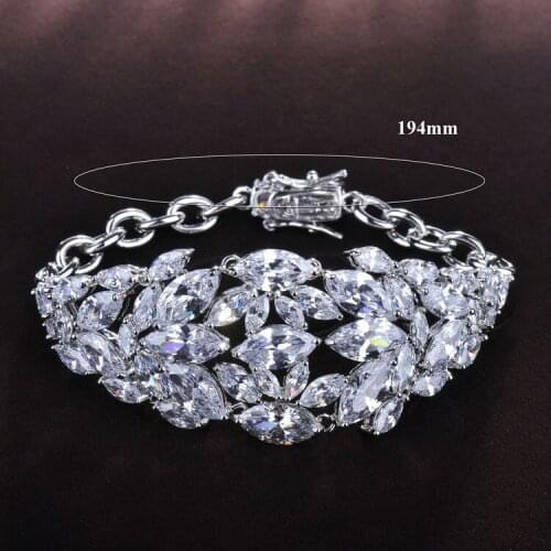 New Style Tear Drop Lady Bracelets & Bangles Elaborate Silver Color AAA CZ Bracelet For Lady Hand Chain For Women