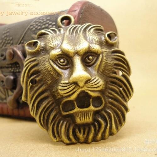 Wholesale DIY Handmade zinc alloy vintage 54x45mm Big Lion Head Pendant fashion ornament jewelry accessories 12pcs lot
