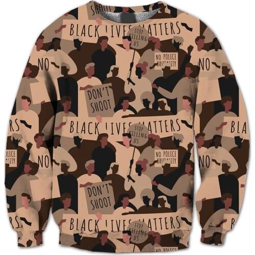 REAL American US SIZE BLM - Don't Shoot! Stop the Violence Sublimation Print Plus Size Crew Neck Sweatshirt