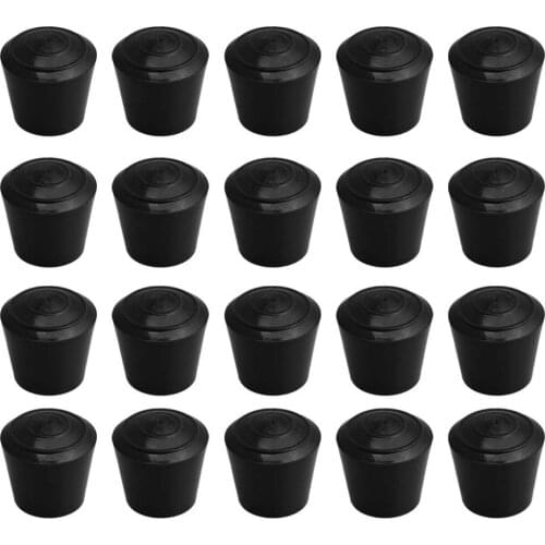 14/16/20/25mm Inner Diameter Black Round Furniture Chair Table Leg Foot Rubber Covers Floor Protectors Cap Pack of 20