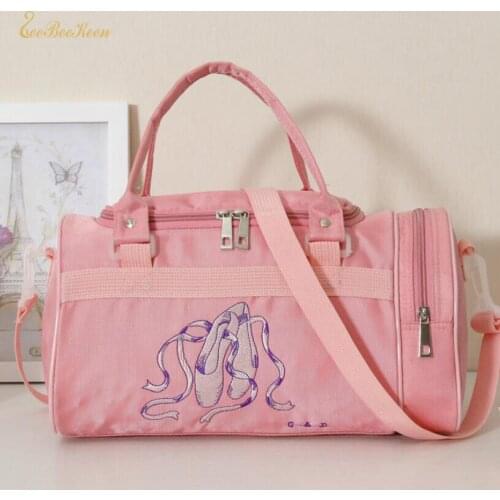 Pink Embroidered Bags Ballet Dance Bag Women For Girls Ballet Gym Sports Dance Backpacks Rucksack Cavans Ballet Bag For Child
