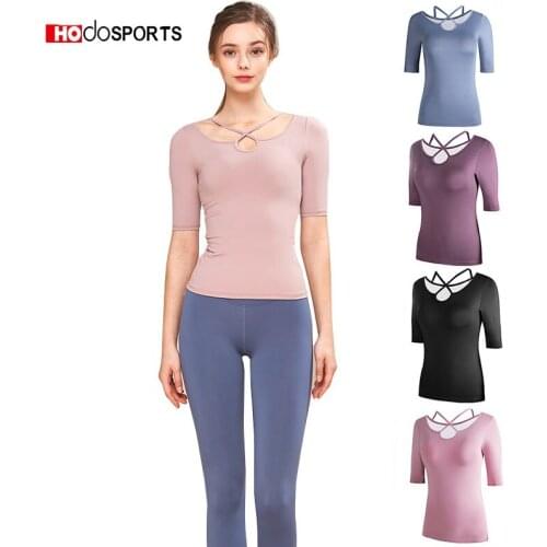 Hodo Sports Yoga Shirts Women Short Sleeve Cropped Yoga Wear Tops Fitness Running Workout T-Shirts Quick-drying Sports Wear