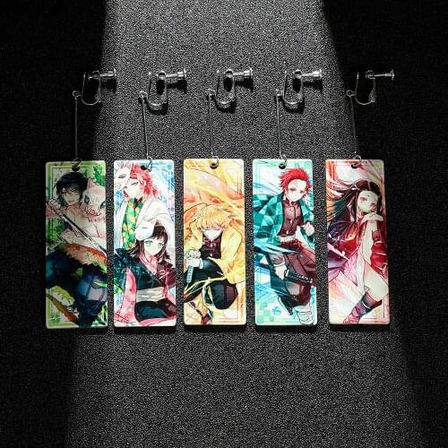Anime Demon Slayer Earring Pendant Kimetsu no Yaiba Kamado Tanjiro Cosplay Accessory Ear Clip Men and Women Jewelry
