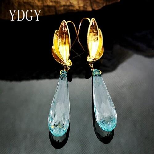 New long geometric Earrings large earrings handmade by Bohemia in 2019 Drop chalcedony crystal top grade Earrings