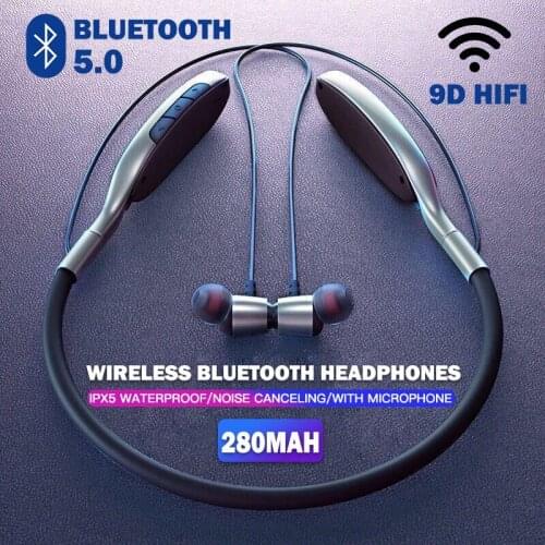 Bluetooth 5.0 Sport Waterproof Noise Canceling Earbuds Magnetic Earbud With Microphone