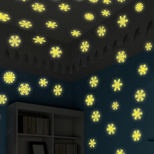 50 Pcs Luminous Snowflake Ceiling Wall Stickers DIY Home Room Xmas Decoration Home Decoration Stickers Posters