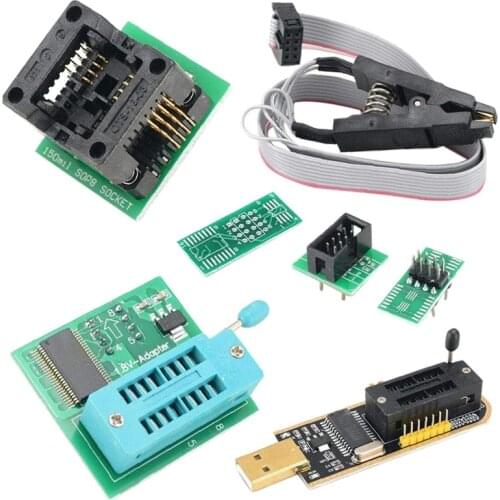 CH341A BIOS USB Programmer SOP8 DIP8 1.8V Conversion Socket 8-Pin Test Clip Set for IPhone or Motherboard