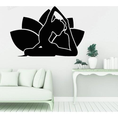 Lotus Pose Vinyl Wall Decal For Bedroom Yoga Girl Wall Stickers For Meditation Room Modern Yogo Studio Window Decoration Y174
