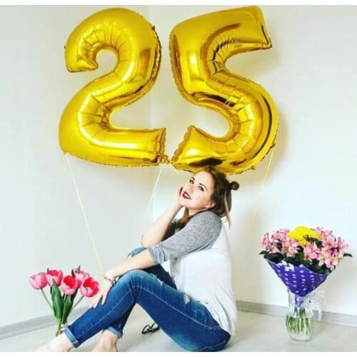 2pcs 32 Or 40 inch Happy 25 Birthday Foil Balloons pink blue gold number 25th Years Old Party Decorations Man Boy Girl Supplies