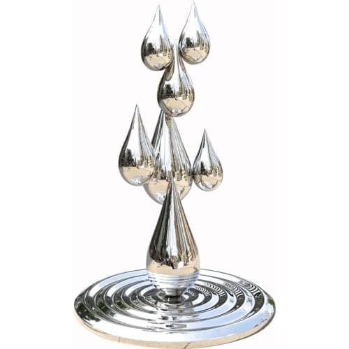 Stainless steel mirror water drop super large outdoor floor art decoration creative sculpture in hotel lobby Sales Office