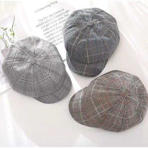 Women Hat Winter Fashion Accessories Baker Boy Hat Fashion Street Wear Newsboy Cap Vintage Cotton Winter Hat Plaid Baker Boy Hat