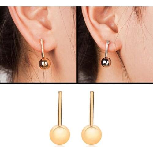 Ea617 2021 hot sale punk simple fashion tide design geometric Round ball metal alloy earringsFemale charm jewelry