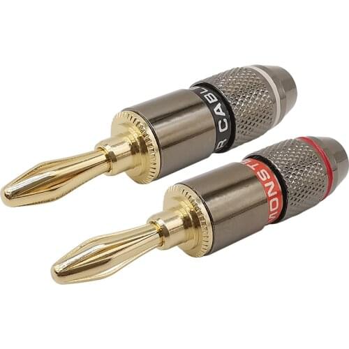 1/3Pcs Banana Connector Gold-Plated Copper Banana Plug Solder-free Wire Terminal Screw Audio Video Speaker Banana Plug Adapter