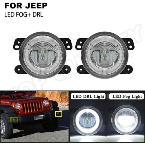 1Set Car Headlight Lamp LED Fog Lights Daytime Running Light DRL For Jeep Wrangler Grand Cherokee Dodge Journey Charger Magnum