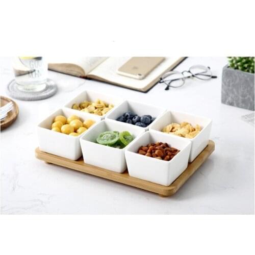 1SET New Creative Dried Fruit Box Fruit Disc Japanese Cover Fruit Disc Ceramic Dug Candy Snack Disc OK 0887