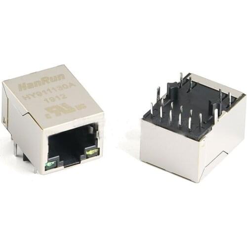 1PC HY911130A Single Port RJ45 socket 100Base-T WiFi network connector with LED