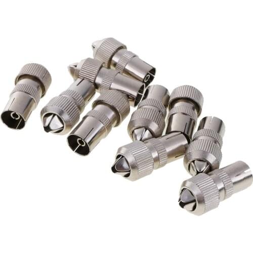 10 Pieces 9.5mm RF Female TV Signal Aerial Cable Adaptor Coaxial Connector Plug