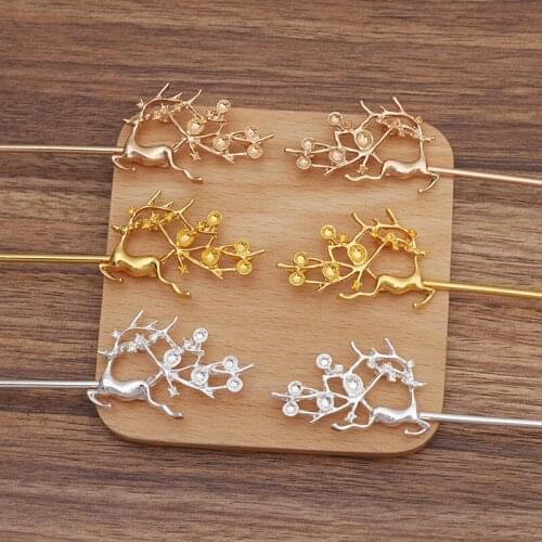 10 Pieces Metal Deer Shape Hair Sticks Hairpins Handmade Setting Diy Hair Accessories For Women