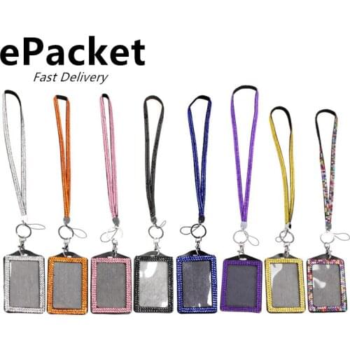 20pcs/lot Epacket delivery Rhinestone Crystal Bling Neck Lanyard for Keys Phone Strap Fashion Lanyard Vertical PU Card Holder
