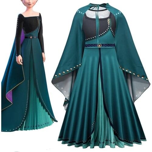 2020 Girls Princess Dresses Halloween Costumes Anime Elsas Cosplay Kids Long Sleeve Evening Party Clothes Flower Wedding Gowns